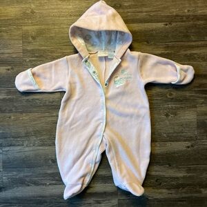 Vintage Light Pink Hooded Baby Onesie